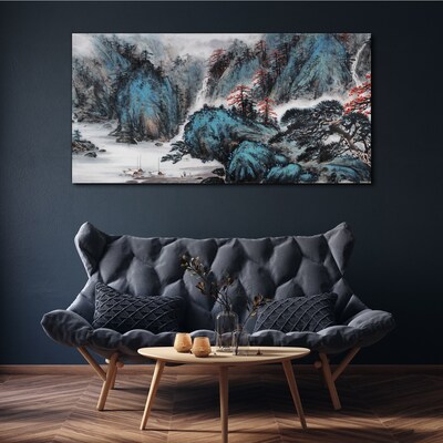 Obraz Canvas Spokojny krajobraz górski z wodospadem