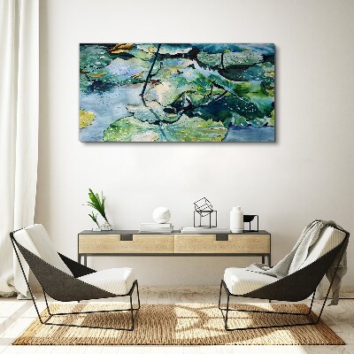 Obraz Canvas Kwiaty wodne z kroplami deszczu
