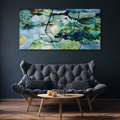 Obraz Canvas Kwiaty wodne z kroplami deszczu