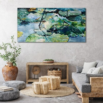 Obraz Canvas Kwiaty wodne z kroplami deszczu