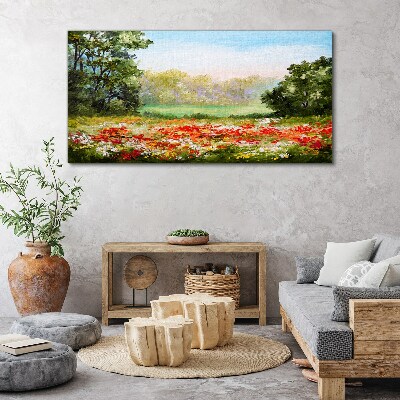 Obraz Canvas Kwiatowy pejzaż letniego poranka