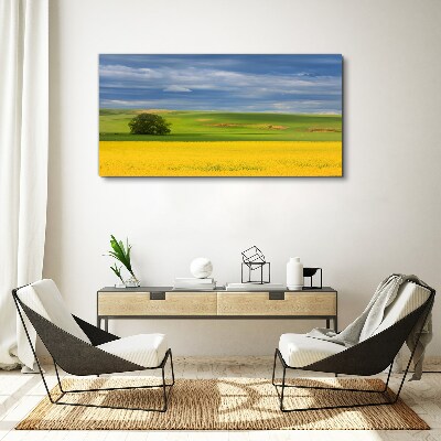 Obraz Canvas Żółte pola pod niebieskim niebem