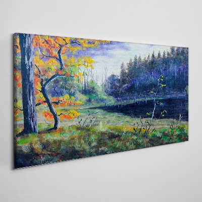 Obraz Canvas Abstrakcja Drzewa Jezioro