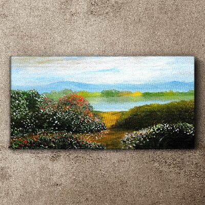 Obraz Canvas Krajobraz z kwitnącymi krzewami