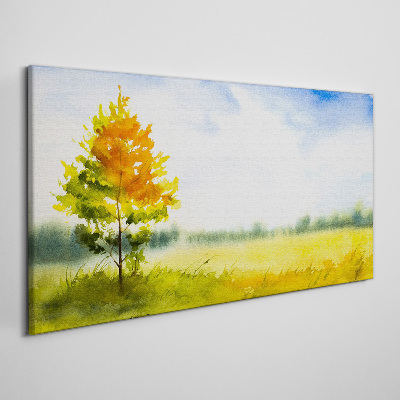 Obraz Canvas Złota jesień na tle łąki
