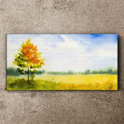 Obraz Canvas Złota jesień na tle łąki