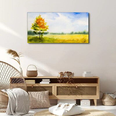 Obraz Canvas Złota jesień na tle łąki