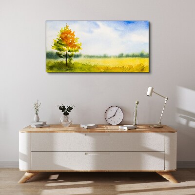 Obraz Canvas Złota jesień na tle łąki