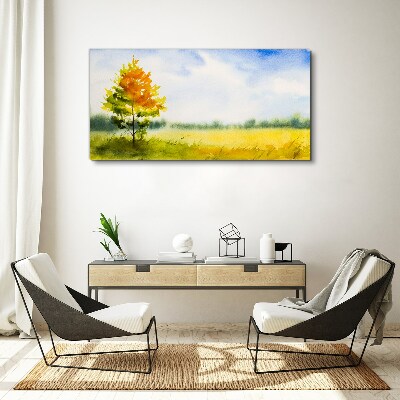 Obraz Canvas Złota jesień na tle łąki