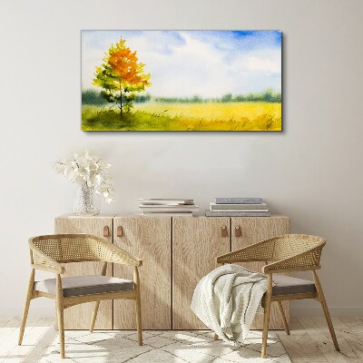 Obraz Canvas Złota jesień na tle łąki