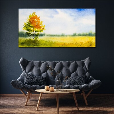 Obraz Canvas Złota jesień na tle łąki