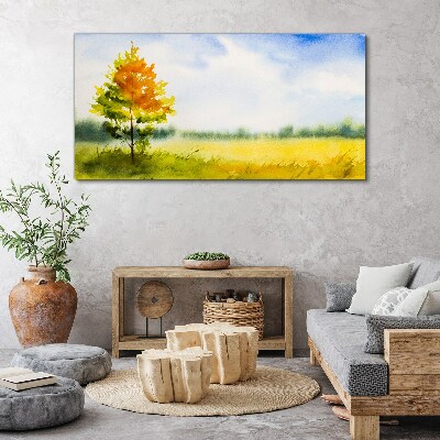 Obraz Canvas Złota jesień na tle łąki