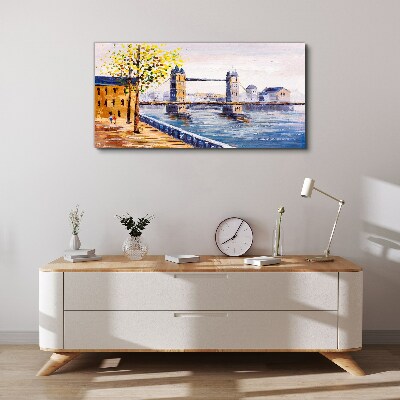 Obraz Canvas Most w Londynie z jesiennymi drzewami