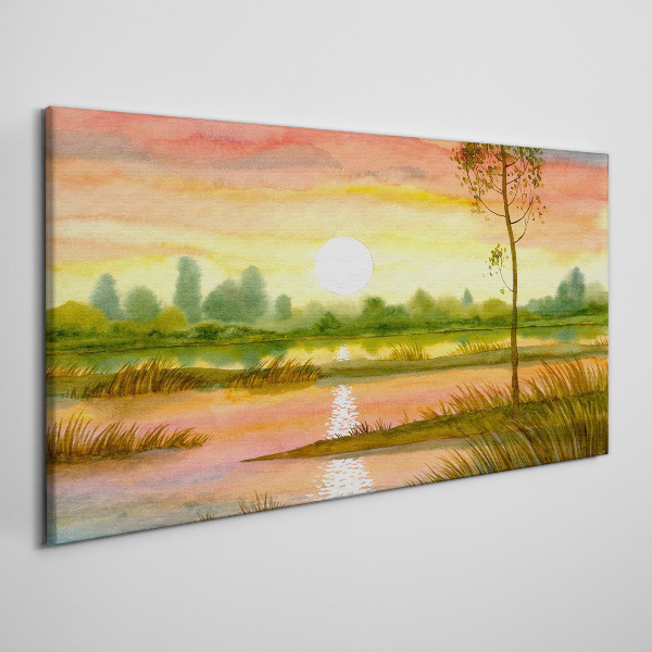 Obraz Canvas Zachód słońca nad spokojną rzeką
