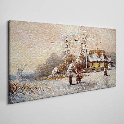 Obraz na Płótnie Zima Wieś Śnieg Drzewo