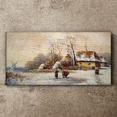 Obraz na Płótnie Zima Wieś Śnieg Drzewo