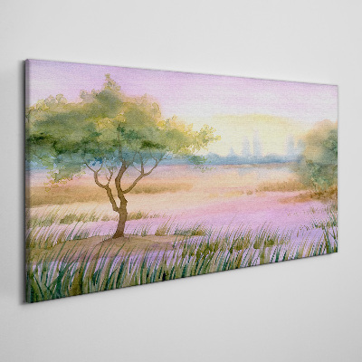 Obraz Canvas Poranny pejzaż z drzewem