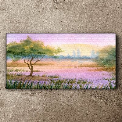 Obraz Canvas akwarele drzewo woda