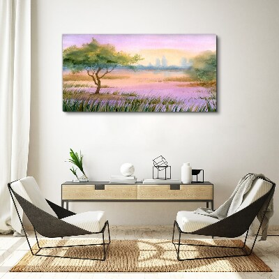 Obraz Canvas Poranny pejzaż z drzewem