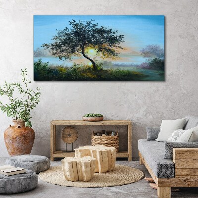 Obraz Canvas Zachód słońca nad jeziorem