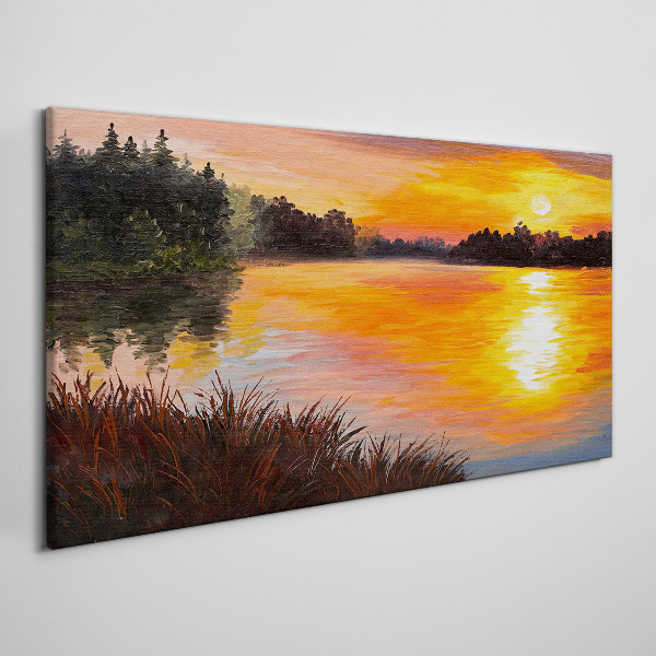 Obraz Canvas Zachód słońca nad jeziorem
