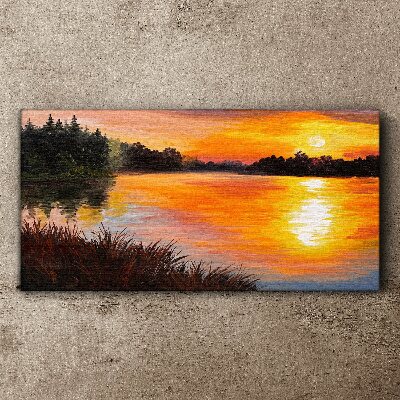 Obraz Canvas Zachód słońca nad jeziorem