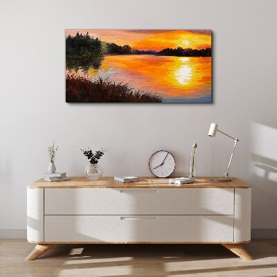 Obraz Canvas Zachód słońca nad jeziorem