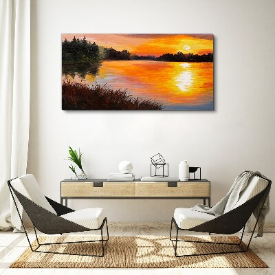 Obraz Canvas Zachód słońca nad jeziorem