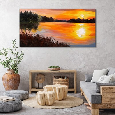 Obraz Canvas Zachód słońca nad jeziorem