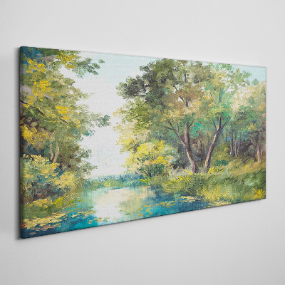 Obraz Canvas Spokojny pejzaż leśny nad wodą
