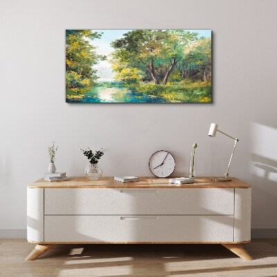 Obraz Canvas Spokojny pejzaż leśny nad wodą