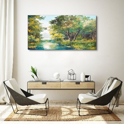 Obraz Canvas Spokojny pejzaż leśny nad wodą