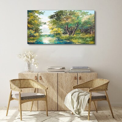 Obraz Canvas Spokojny pejzaż leśny nad wodą