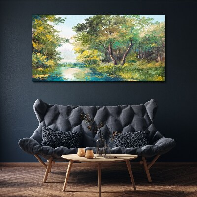 Obraz Canvas Spokojny pejzaż leśny nad wodą