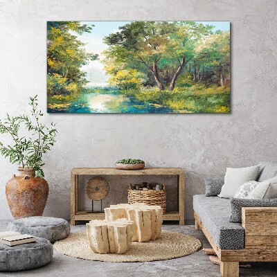 Obraz Canvas Spokojny pejzaż leśny nad wodą