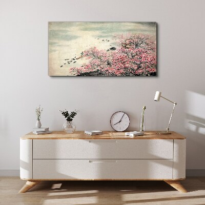 Obraz Canvas Wiosenny pejzaż z kwitnącymi drzewami