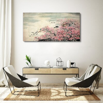Obraz Canvas Wiosenny pejzaż z kwitnącymi drzewami