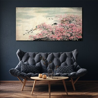 Obraz Canvas Wiosenny pejzaż z kwitnącymi drzewami