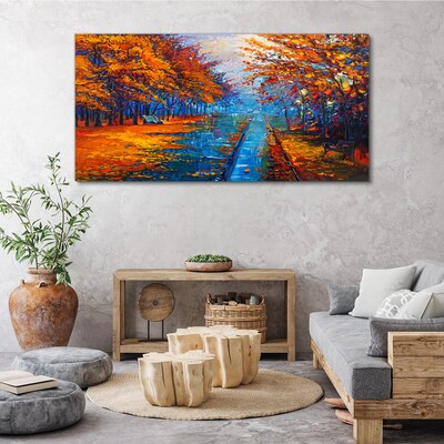 Obraz Canvas Złota jesień nad spokojną wodą