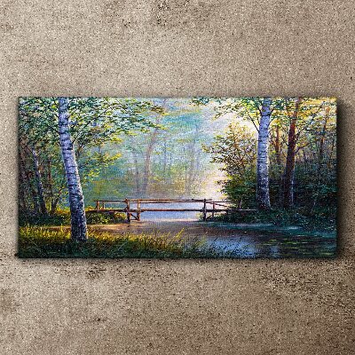 Obraz Canvas Mostek w leśnym krajobrazie