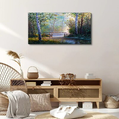 Obraz Canvas las rzeka most przyroda