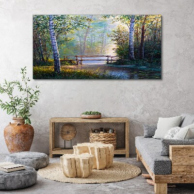 Obraz Canvas las rzeka most przyroda