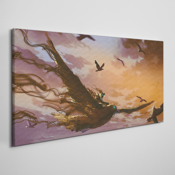 Obraz Canvas Lot ptaków w zachodzącym słońcu
