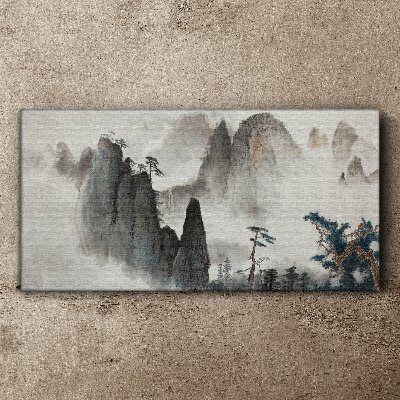 Obraz Canvas Nowoczesny Góry Mgła Drzewa