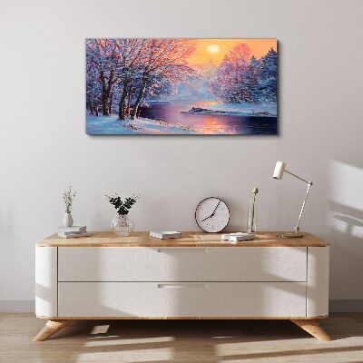 Obraz Canvas Zimowy pejzaż o wschodzie słońca
