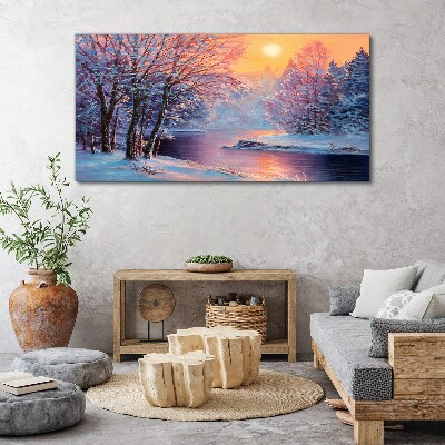 Obraz Canvas Zimowy pejzaż o wschodzie słońca