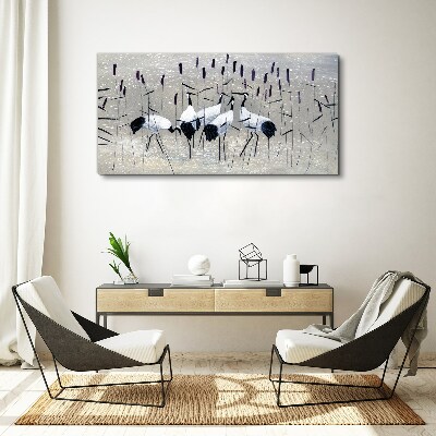 Obraz Canvas Białe żurawie w trzcinach