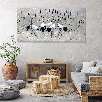 Obraz Canvas Białe żurawie w trzcinach