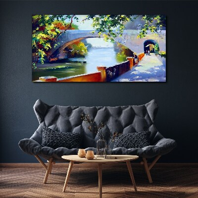 Obraz Canvas drzewa rzeka most