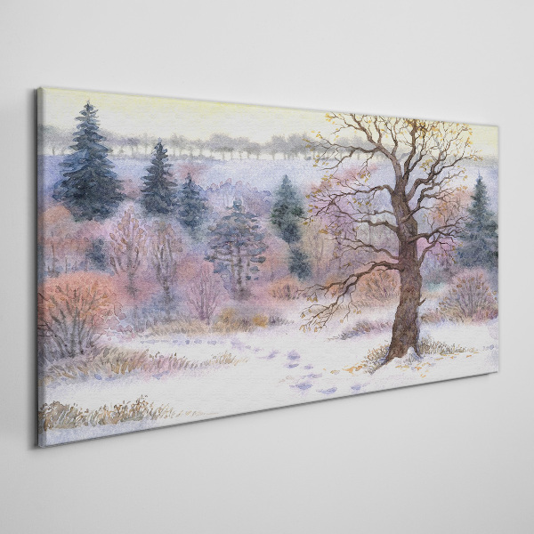 Obraz Canvas Zimowy pejzaż z samotnym drzewem
